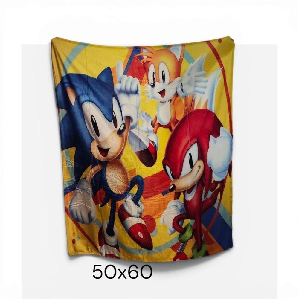 🦔 Sonic the Hedgehog Fleece Blanket (50x60) - New Without Packaging
